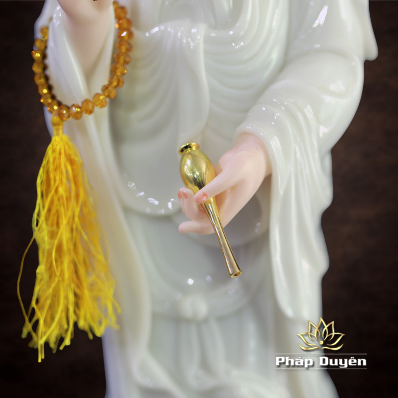 Tượng Ngài Quan Âm Đứng, Bột Đá Hồng, Cao 66cm - ảnh 10