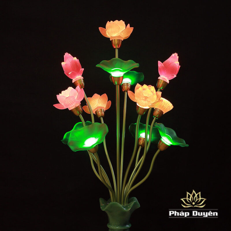 Đôi Đèn 7 Bông 6 Lá Đế Lọ, Cao 80cm - Ảnh 3
