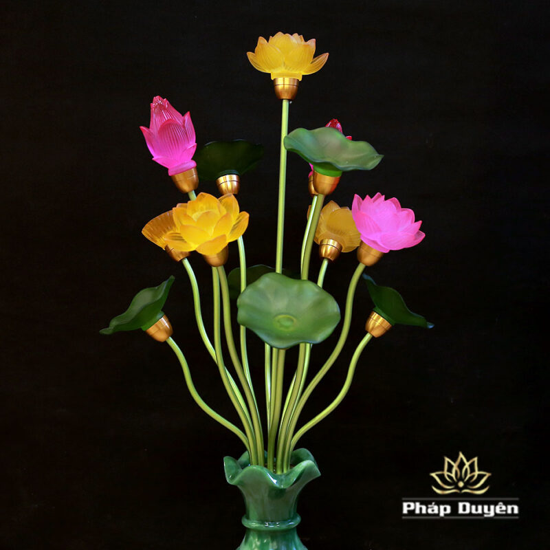 Đôi Đèn 7 Bông 6 Lá Đế Lọ, Cao 80cm - Ảnh 8