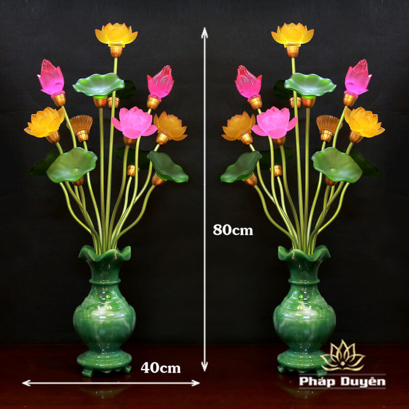 Đôi Đèn 7 Bông 6 Lá Đế Lọ, Cao 80cm - Ảnh 12