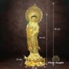 Tượng Quan Âm Đứng, Bằng Đồng Dát Vàng, Cao 66cm (Tổng Lá Đề 80cm) - Ảnh 6