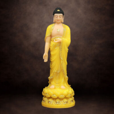Tượng Phật A Di Đà Đứng Bột Đá Thạch Anh, Cao 90cm