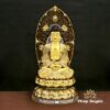 Bộ Tượng Tây Phương Tam Thánh Ngồi Đài Sen, Chất Liệu Bằng Đồng, Cao 88cm ( Tổng Lá Đề 110cm) - ảnh 1