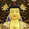 Bộ Tượng Tây Phương Tam Thánh Ngồi Đài Sen, Chất Liệu Bằng Đồng, Cao 88cm ( Tổng Lá Đề 110cm) - ảnh 2