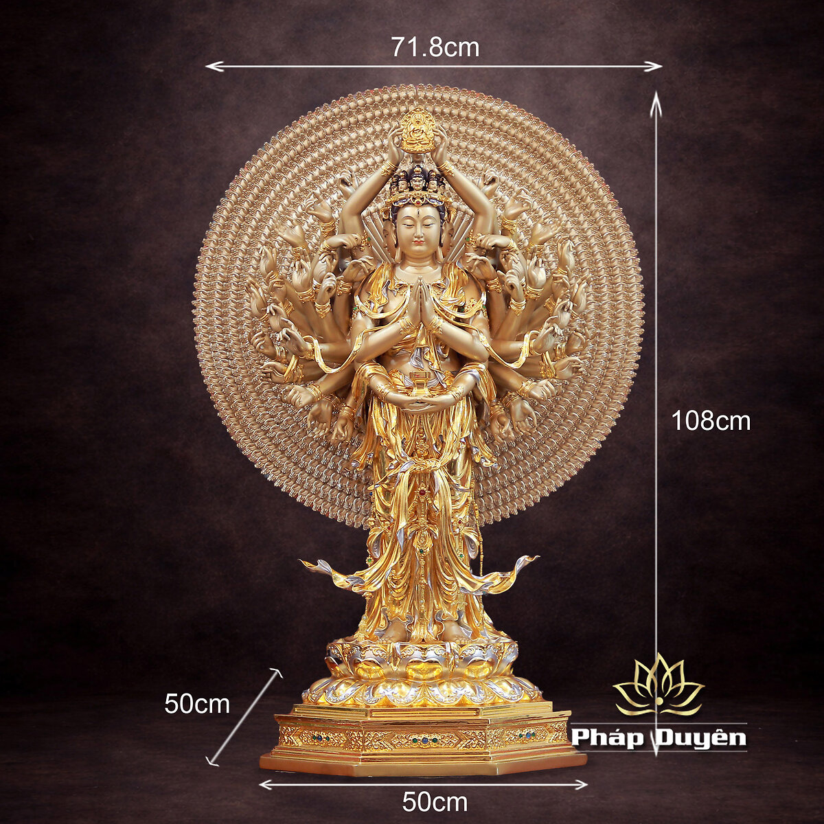 Tượng Quan Âm Thập Nhất Diện, Chất Liệu Đồng Cao Cấp, Cao 108cm - ảnh 8