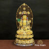 Bộ Tượng Tây Phương Tam Thánh Ngồi Đài Sen, Chất Liệu Bằng Đồng, Cao 88cm ( Tổng Lá Đề 110cm) - ảnh 6