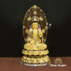 Bộ Tượng Tây Phương Tam Thánh Ngồi Đài Sen, Chất Liệu Bằng Đồng, Cao 88cm ( Tổng Lá Đề 110cm) - ảnh 11