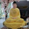 Tượng Bổn Sư Thích Ca Ngồi Tĩnh Tâm Bằng Bột Đá Thạch Anh Viền Vàng, Cao 1.55m - ảnh 6