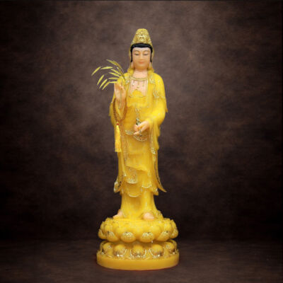 Tượng Quan Âm Bồ Tát Đứng Bằng Bột Đá Thạch Anh, Cao 90cm