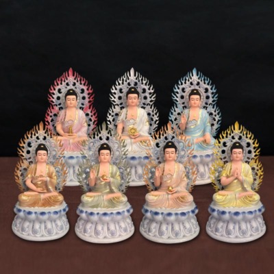 Bộ Tượng Dược Sư Ngồi Đài Sen Cao Cấp, Bằng Composite, Cao 40cm