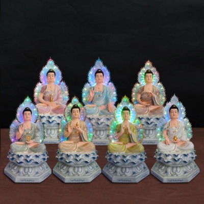 Bộ Tượng Dược Sư Ngồi Đài Sen Cao Cấp | Chất Liệu Composite | Cao 65cm (Tổng Lá Đề 80cm)