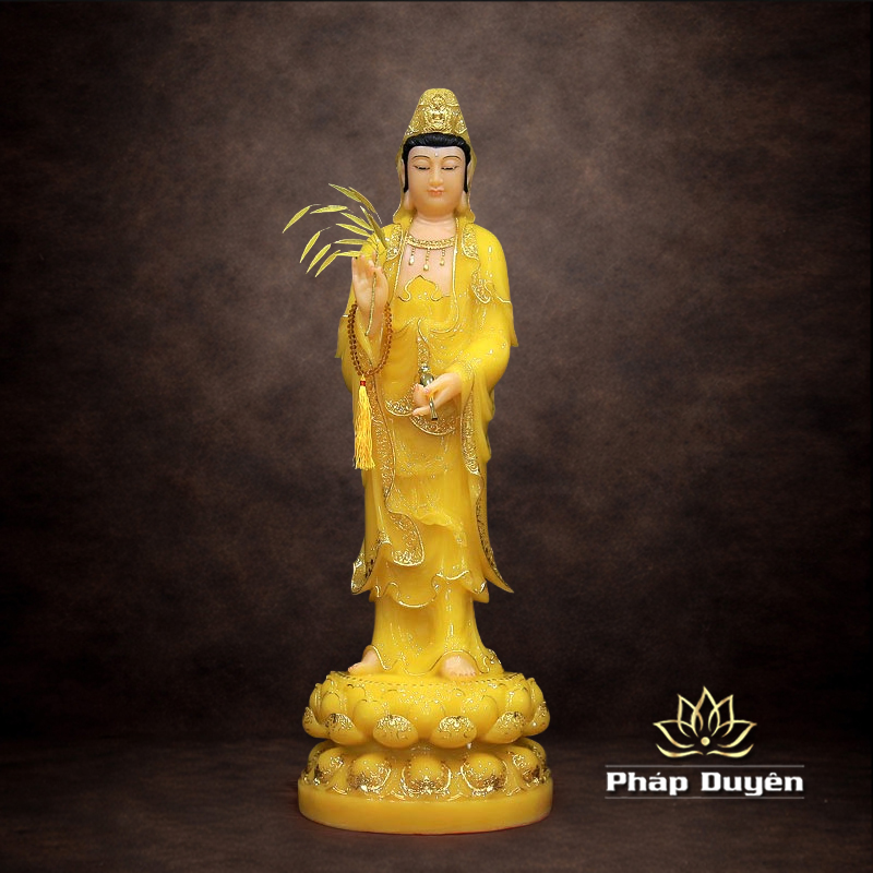 Tượng Quan Âm Bồ Tát Đứng Bằng Bột Đá Thạch Anh, Cao 90cm - ảnh 5
