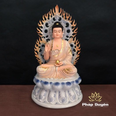 Alternative view of Bộ Tượng Dược Sư Ngồi Đài Sen Cao Cấp, Bằng Composite, Cao 40cm