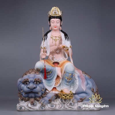 Alternative view of Tượng Văn Thù & Phồ Hiền Ngồi | Chất Liệu Bột Đá Sơn Mầu Cao Cấp | Nhiều Kích Thước