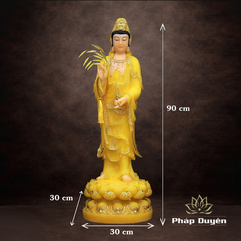 Tượng Quan Âm Bồ Tát Đứng Bằng Bột Đá Thạch Anh, Cao 90cm - ảnh 10