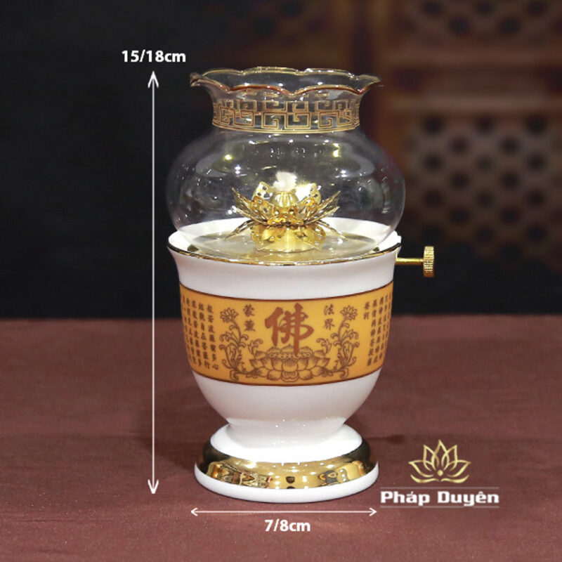 Bộ Đồ Thờ Sứ Trắng Tâm Kinh Vàng - Ảnh 10