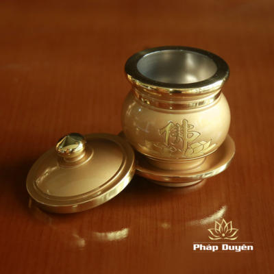 Alternative view of Chén Hoa Sen Chữ Phật Đồng Vàng, Nhiều Kích Cỡ