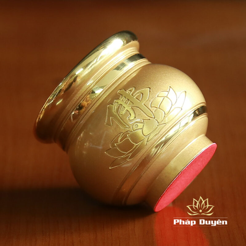 Chén Hoa Sen Chữ Phật Đồng Vàng, Nhiều Kích Cỡ - Ảnh 3