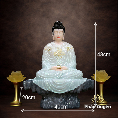 Tượng Phật Thích Ca Thành Đạo Ngồi Tĩnh Tâm Bằng Bột Đá Cẩm Thạch, Cao 48-155cm - ảnh 16