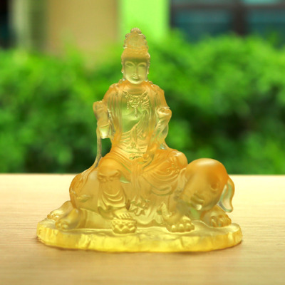 Tượng Để Xe Hình Bồ Tát Phổ Hiền Bằng Lưu Ly 10.5cm