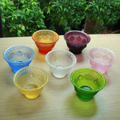 Bộ Chén 8 Cát Tường Bằng Lưu Ly, Cao 4cm