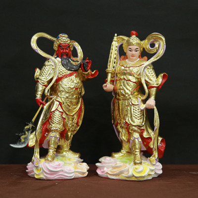 Tượng Quan Công Vi Đà Đứng Bằng Composite Sơn Mạ Vàng, Cao 25cm