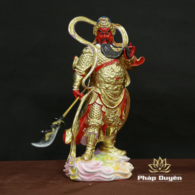 Alternative view of Tượng Quan Công Vi Đà Đứng Bằng Composite Sơn Mạ Vàng, Cao 25cm