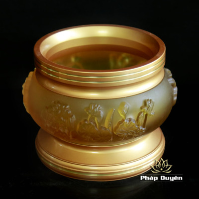 Alternative view of Bát Hương Lưu Ly Hoa Sen Nổi Miệng Đồng Viền Thẳng, Nhiều Kích Cỡ