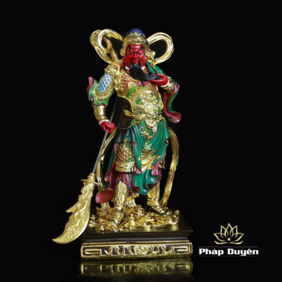 Alternative view of Tượng Quan Công Vi Đà Hộ Pháp Đứng Bằng Composite Sơn Màu Mạ Vàng, Cao 45cm