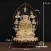Tượng Phật Thích Ca Mâu Ni Ngồi Đài Sen Bằng Đồng Có Lá Đề 8 Cạnh, Cao 45cm (Tổng Lá Đề 60cm) - ảnh 5