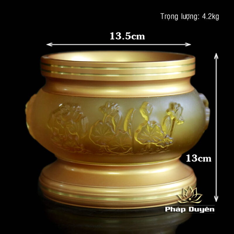 Bát Hương Lưu Ly Hoa Sen Nổi Miệng Đồng Viền Thẳng, Nhiều Kích Cỡ - Ảnh 5