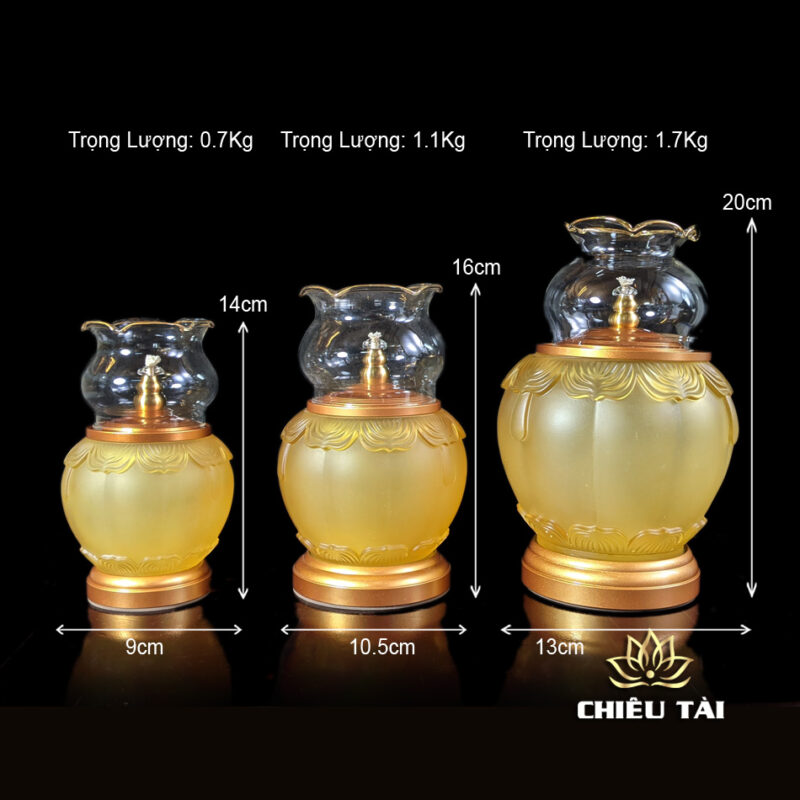 Đèn Dầu Lưu Ly Viền Hoa Bọc Đồng, Nhiều Kích Cỡ - Ảnh 9