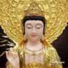 Tượng Quan Âm Bồ Tát Có Lá Đề Ngồi Đế Sen, Bột Đá Dát Vàng 998, Cao 66cm (Tổng Cao 82cm) - Ảnh 2