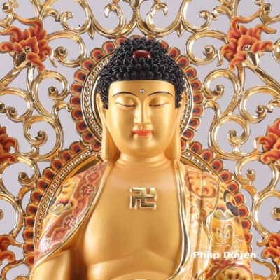 Alternative view of Tượng Phật Dược Sư Ngồi Đài Sen, Đế Bát Giác, Bằng Đồng Mạ Vàng, Cao Tổng Lá Đề 61cm