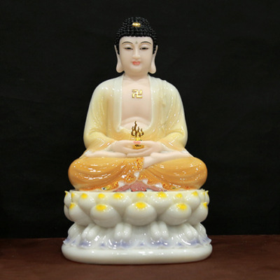 Tượng Bổn Sư Thích Ca Mâu Ni Phật Ngồi Đài Sen, Bằng Bột Đá Đế Ghi, Cao 40cm