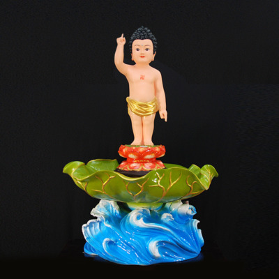 Chậu Tắm Phật Đản Sanh Lá Sen, Chất Liệu Composite, Cao 42cm Rộng 80cm