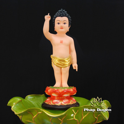 Alternative view of Chậu Tắm Phật Đản Sanh Lá Sen, Chất Liệu Composite, Cao 42cm Rộng 80cm