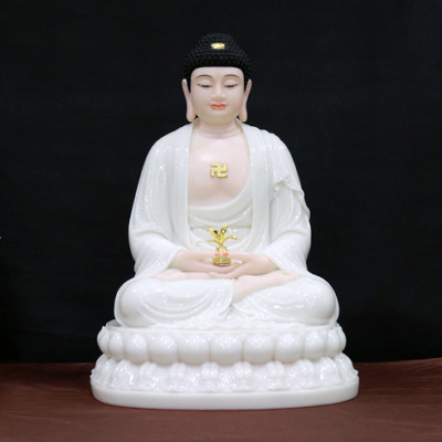 Tượng Dược Sư Lưu Ly, Bằng Bột Đá Trắng, Cao 48cm