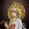 Tượng Quan Âm Đứng, Chất Liệu Đồng, Sơn Vẽ Gấm, Cao 66cm (Tổng Lá Đề 78cm) - Ảnh 3
