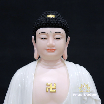 Alternative view of Tượng Dược Sư Lưu Ly, Bằng Bột Đá Trắng, Cao 48cm