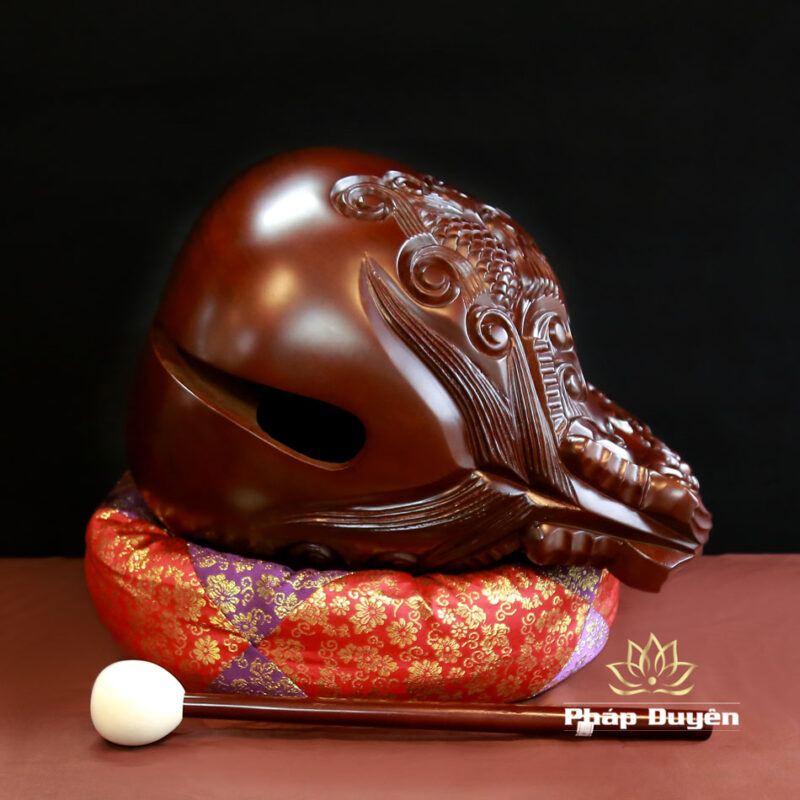 Bộ Chuông Chữ Phật Tâm Kinh Nổi, Mõ Rồng Gỗ Thảo Hoa Lê, Kích Thước 16inch (40cm) - Ảnh 6