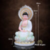 Tượng Dược Sư Ngồi Đài Sen, Màu Thiên Thanh, Bằng Bột Đá Cẩm Thạch, Cao 48cm - ảnh 3
