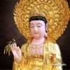 Tượng Quan Âm Bồ Tát Ngồi Đế Sen Bằng Bột Đá Dát Vàng 998, Cao 40cm (Tổng lá đề Cao 51cm) - Ảnh 3