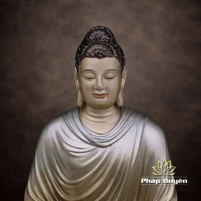 Alternative view of Tượng Bổn Sư Thích Ca Tĩnh Tâm Bằng Đồng Men Cổ, Cao 48cm