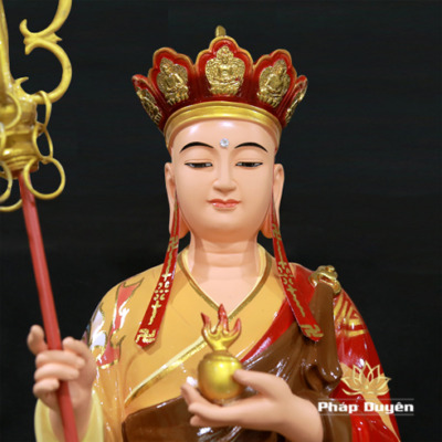 Alternative view of Tượng Địa Tạng Bồ Tát Đứng Áo Đỏ Bằng Composite Sơn Cao Cấp, Cao 110 cm