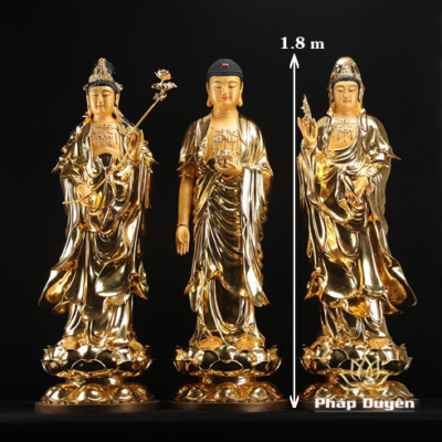 Alternative view of Bộ Tượng Tây Phương Tam Thánh Đứng Bằng Đồng, Cao 108cm