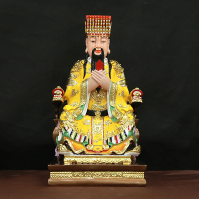 Tượng Ngọc Hoàng Ngồi Ngai Rồng Áo Vàng Bằng Composite, Cao 48 - 66cm