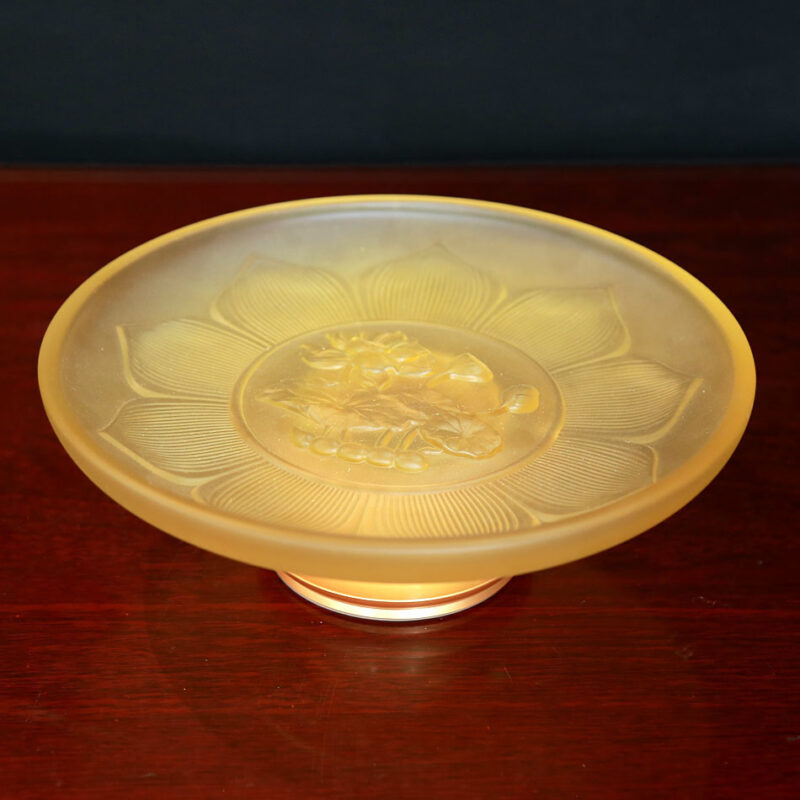 Đĩa Cửu Liên Bằng Lưu Ly Mầu Vàng, Đường Kính 30cm