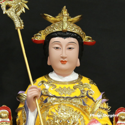 Alternative view of Tượng Vương Mẫu Nương Nương (Diêu Trì) Ngồi, Ngai Rồng Áo Vàng Bằng Composite, Cao 48cm