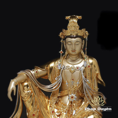Alternative view of Tượng Quan Âm Đồng Tử Bằng Đồng Dát Vàng, Cao 48cm